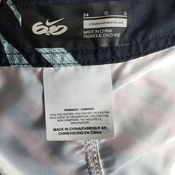 Nike 6.0 Men's Black Gray with Multi-colored Shoe Strings Swim Shorts Size 34 - Picture 10 of 13